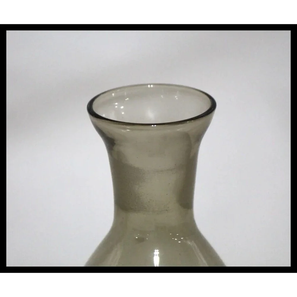 Vintage MCM Smoke Gray Glass Decanter w/ Glass Stopper Pour Spout Mid Century
